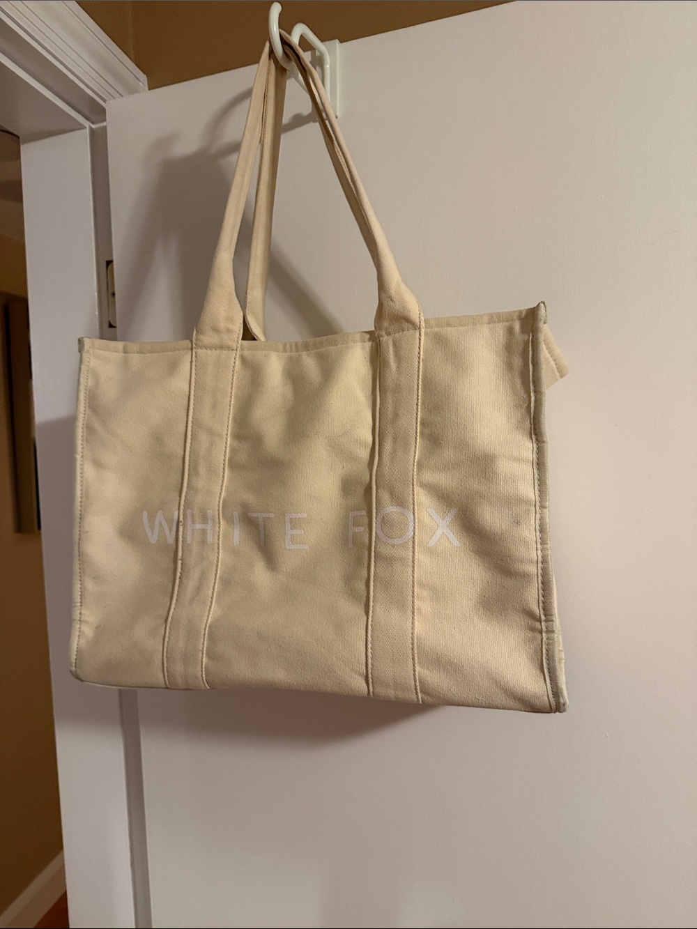 Whit Fox Cream Canvas Tote Bag great condition